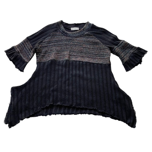 Altar’d State Crochet Sweater Black Size Medium Whimsical Hi Lo Gothic - Picture 9 of 10